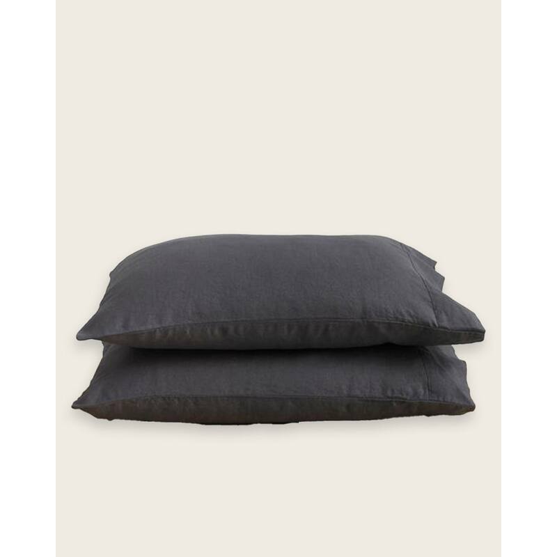 Baloo Living - Stonewashed Linen Pillowcases - Set of 2 - Standard - Charcoal