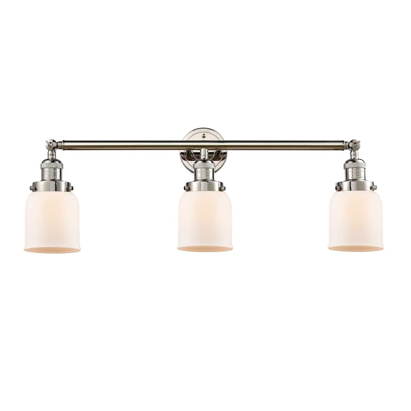Innovations Lighting Bell - 3 Light 30" Bath Vanity Light - Polished Nickel/Matte White