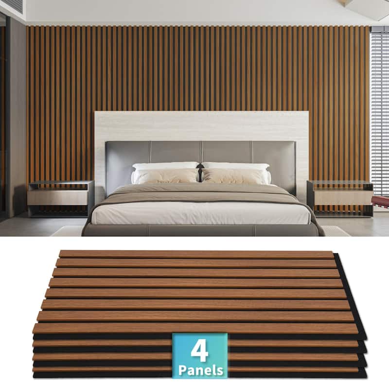 4pcs 23.6"x11.8" MDF Slat Wall Paneling Cover 8 Sq.Ft. - Walnut