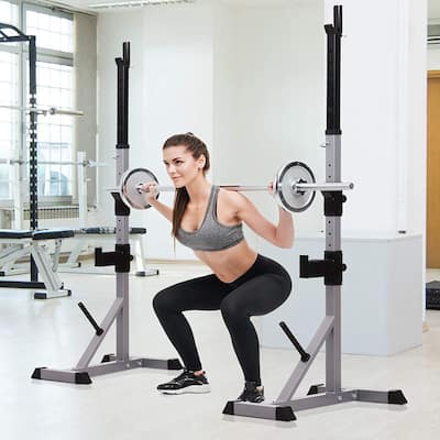 Soozier Steel 2-piece Height Adjustable Barbell Squat Rack/Bench Press - N/A