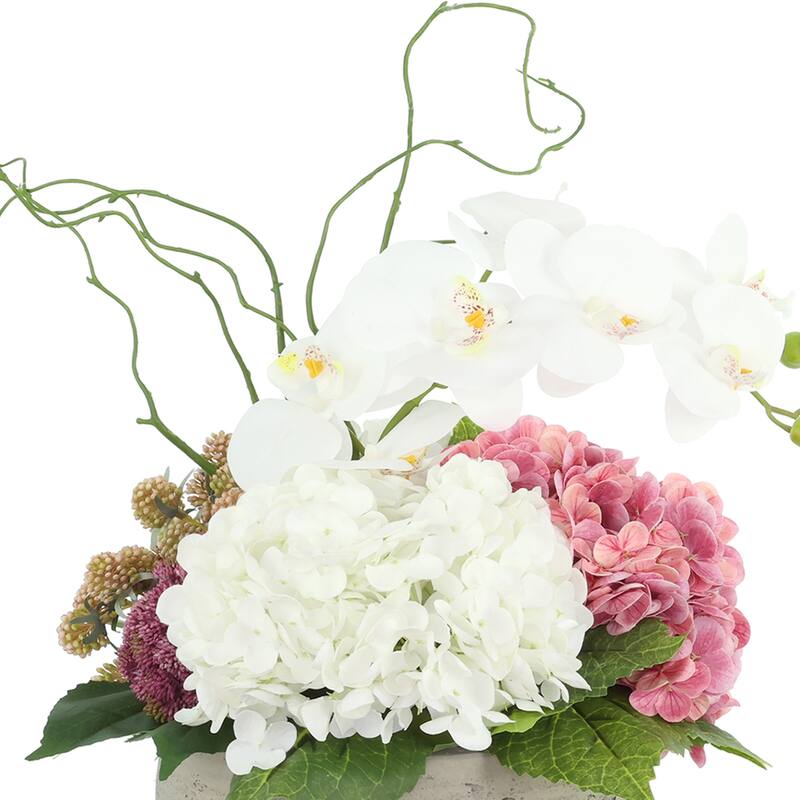 Modern Centerpiece with Orchids and Hydrangeas - 15