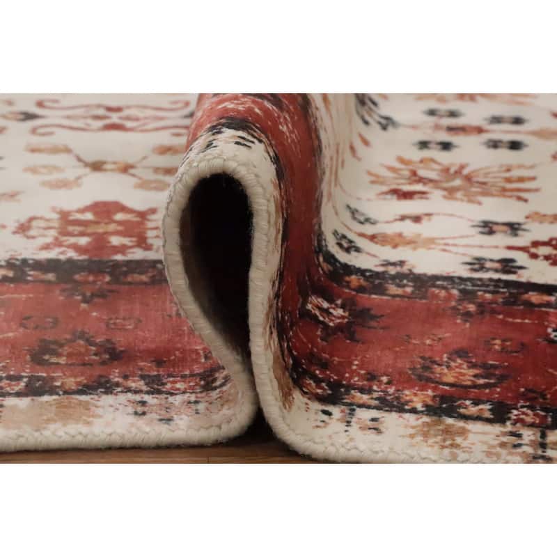 Hand Knotted Oriental Viscose Silk Carpet Transitional All-Over Beige & Ivories Oushak Area Rug - 7' 8'' X 5' 0''