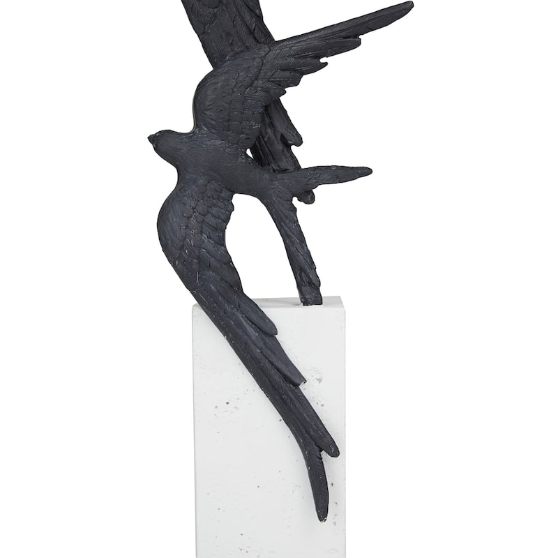 Whimsical Polystone Bird Sculpture - Gold or Black