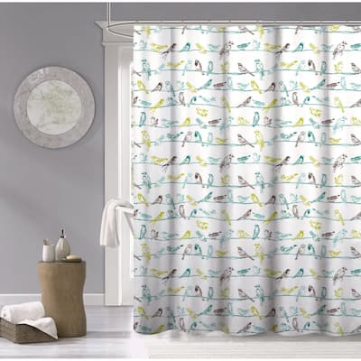 Dainty Home Tropical Birds Fabric Shower Curtain, 70''W x 72''L