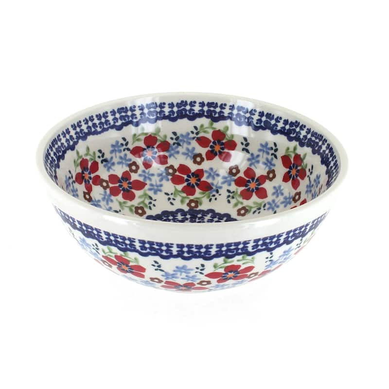 Blue Rose Polish Pottery Manufaktura Cereal Bowl - Red Poppy