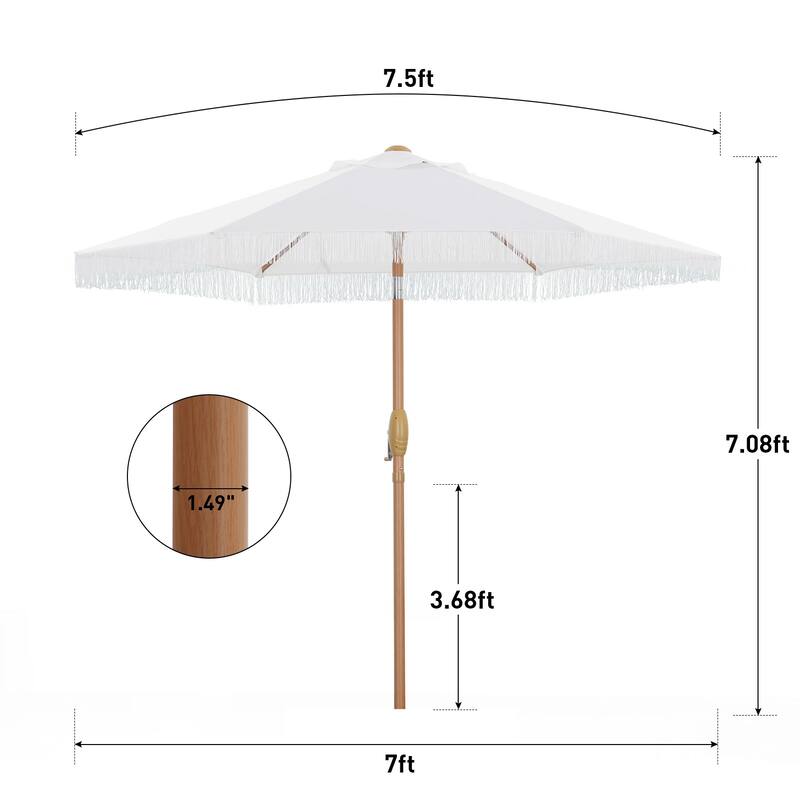 Autlaycil 7.5 ft Outdoor Umbrella Patio with Fringe.