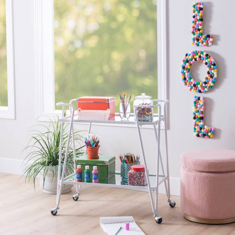 Rosa Mid-Century 2-Teir Rolling Metal Bar Cart