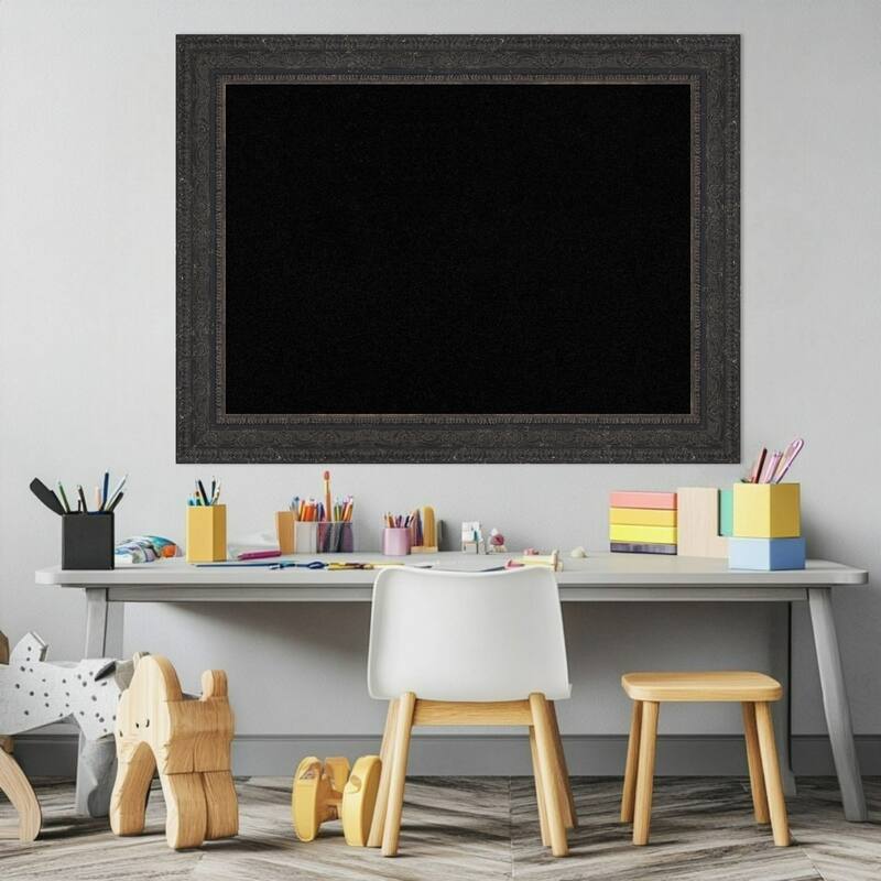 Attic Aged Black Wood Framed Cork Board - Bulletin Board, Organization Board, Pin Board