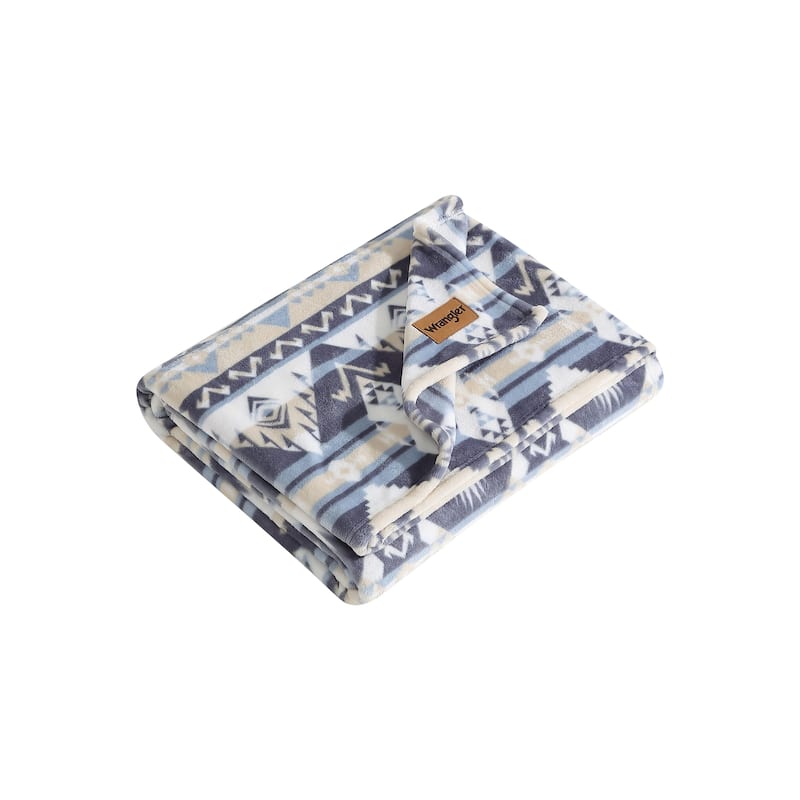 Wrangler Printed Ultra Soft Plush Fleece Throw Blanket - Jesse Blue