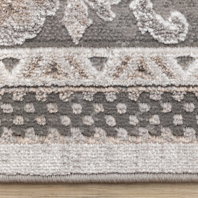 Taupe White Grey Beige Classic Elegant High-Traffic Rug
