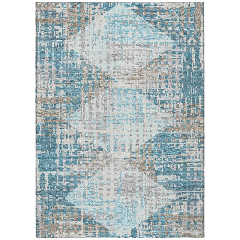 HomeRoots Geometric Transitional Rectangle Outdoor Rug