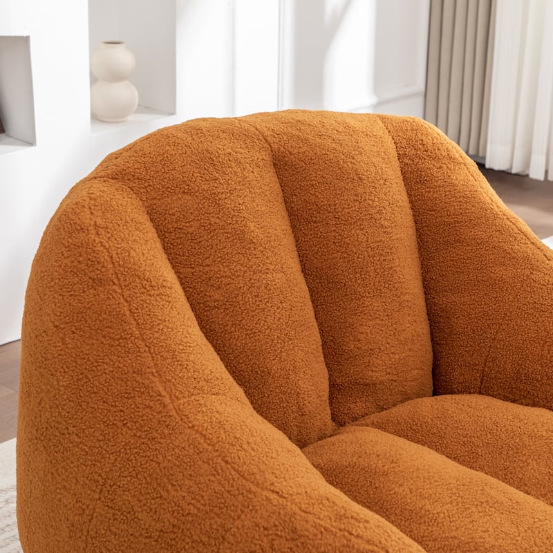 Teddy Tufted Bean Bag Chair, Faux Fur Bean Bag Sofa with Memory Foam, Fluffy Lazy Floor Sofa with Large Armrests