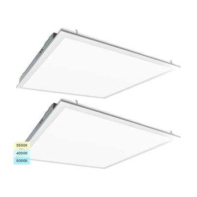 Luxrite 2x2 FT LED Panel Lights 30/35/40W 3 Color Selectable Dimmable 3750/4375/5000 Lumens IC Rated 2 Pack