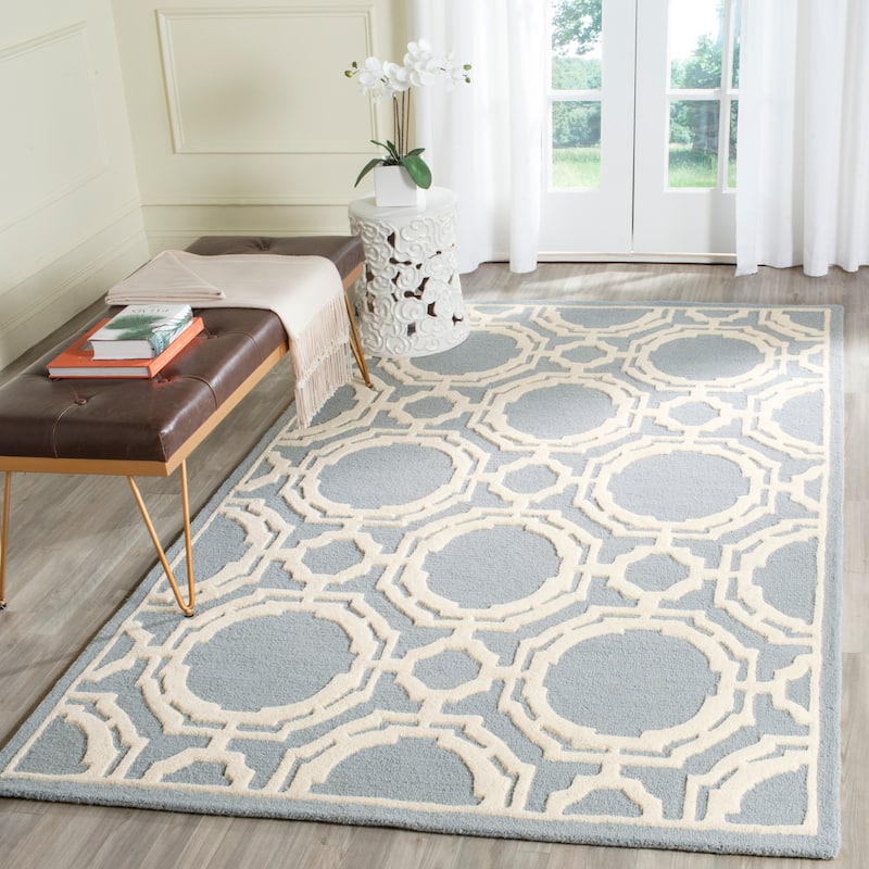 SAFAVIEH Handmade Cambridge Dietmute Modern Wool Rug - 5' x 8' - Blue/Ivory