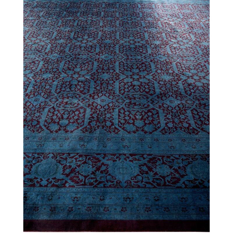 Overton Handknotted Wool Vintage Inspired Contemporary Overdyed Red Area Rug - 18' 3" x 12' 1"