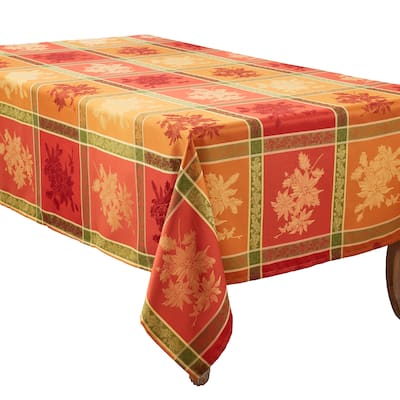 Charming Jacquard Tablecloth with Fall Leaves Design