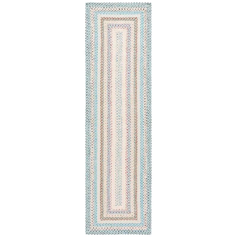 SAFAVIEH Handmade Braided Robena Machine Washable Country Rug - Beige/Light Blue - 2' 3" x 8' - Runner