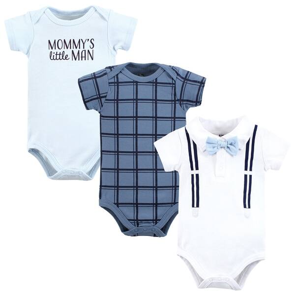 slide 1 of 1, Hudson Baby Infant Boy Cotton Bodysuits, Mommys Little Man Polo 0-3 Months - Mommys Little Man Polo