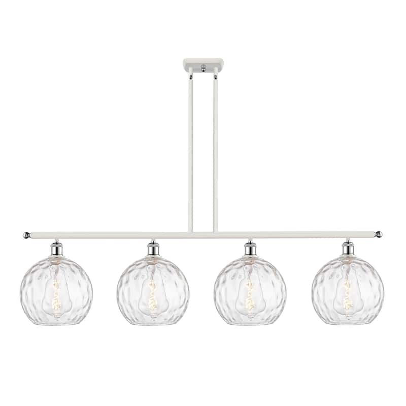 Innovations Lighting Athens Water Glass - 4 Light 48" Island Light - Clear Water Glass/White and Polished Chrome