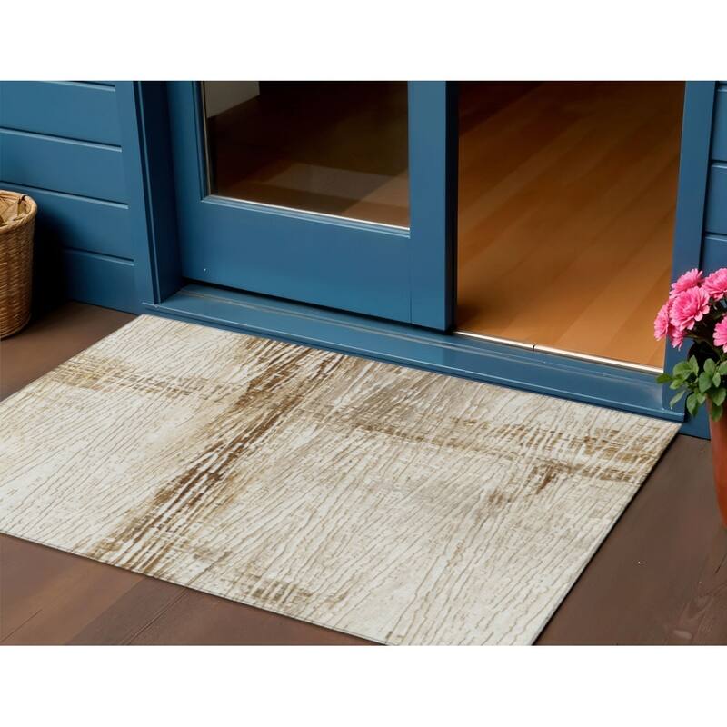 HomeRoots Striped Transitional Rectangle Outdoor Rug - 3' x 5'
