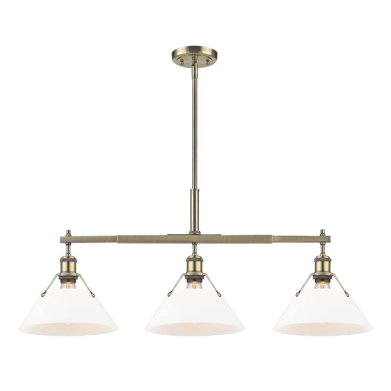 Yep by Golden Lighting Orwell 3-light Island Light in Aged Brass and Opal Glass - Gold