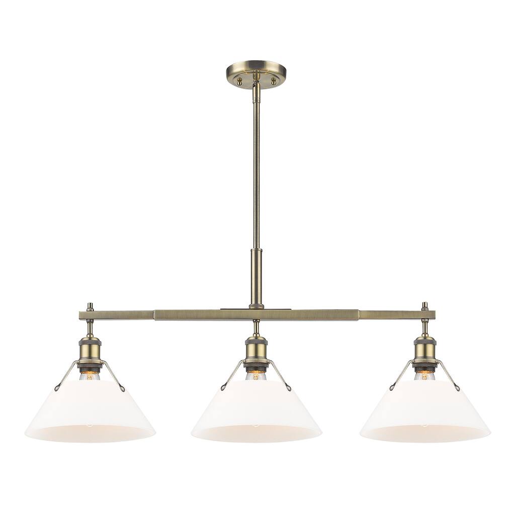 Yep by Golden Lighting Orwell 3-light Island Light in Aged Brass and Opal Glass - Gold