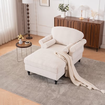 Oversized Chaise Lounge Indoor,Chenille Single Sofa Bed with Wide Seat,Upholstered Lazy Sleeper Armchair,Reading Couch Set