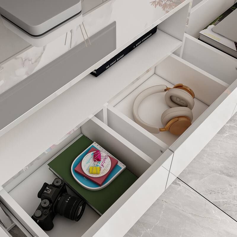 TV Stand TV Entertainment Center Led Light High Gloss Television Stand