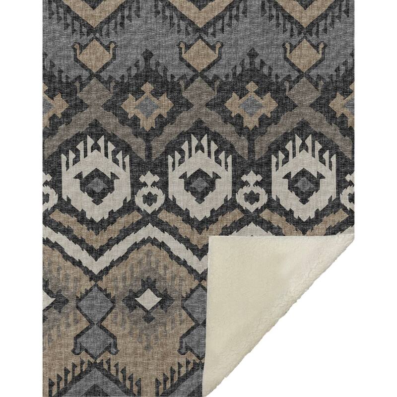 Premium Machine Washable ASB108 Sherpa Boho Global Throw Blanket