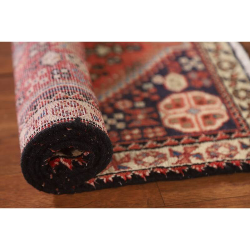 Abadeh Persian Vintage Area Rug Hand-knotted Wool Carpet - 1'10"x 3'5"