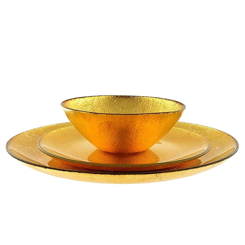AURA 12PC Dinnerware Set - 11" - Gold
