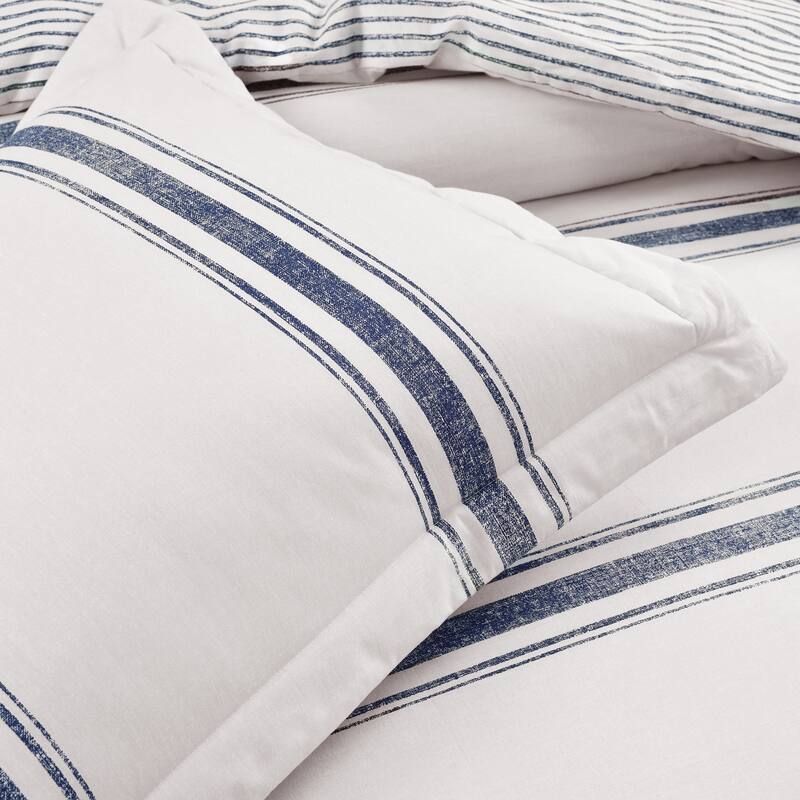 Lush Decor Farmhouse Stripe Reversible Cotton 2 Piece Comforter Set