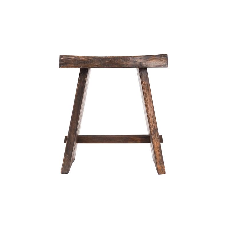 Nordic Style Teak Stool with Curved Seat