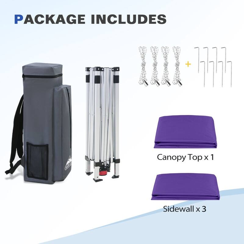 EAGLE PEAK Day Tripper 8x8 Aluminum Super-Lightweight Slant Leg Pop Up Canopy with 3 Removable Walls, Blue