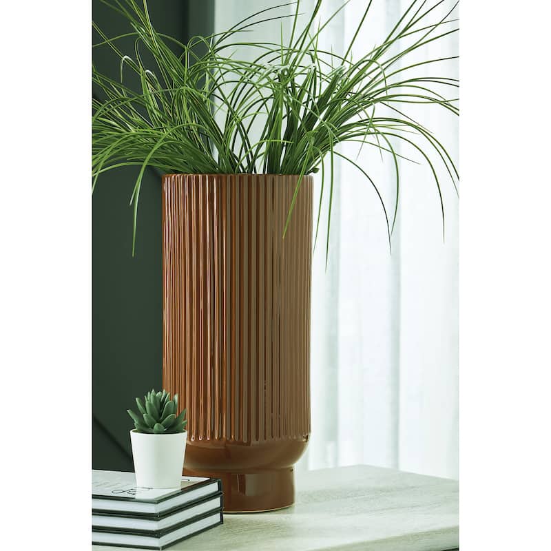 Signature Design by Ashley Avalyah Brown Vase (Set of 2) - 6.88" W x 6.88" D x 14.88" H