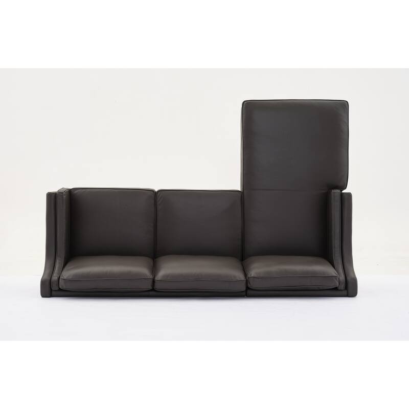 94.5" Genuine Leather L-Shaped Sectional Sofa with Left Chaise & Modern Design