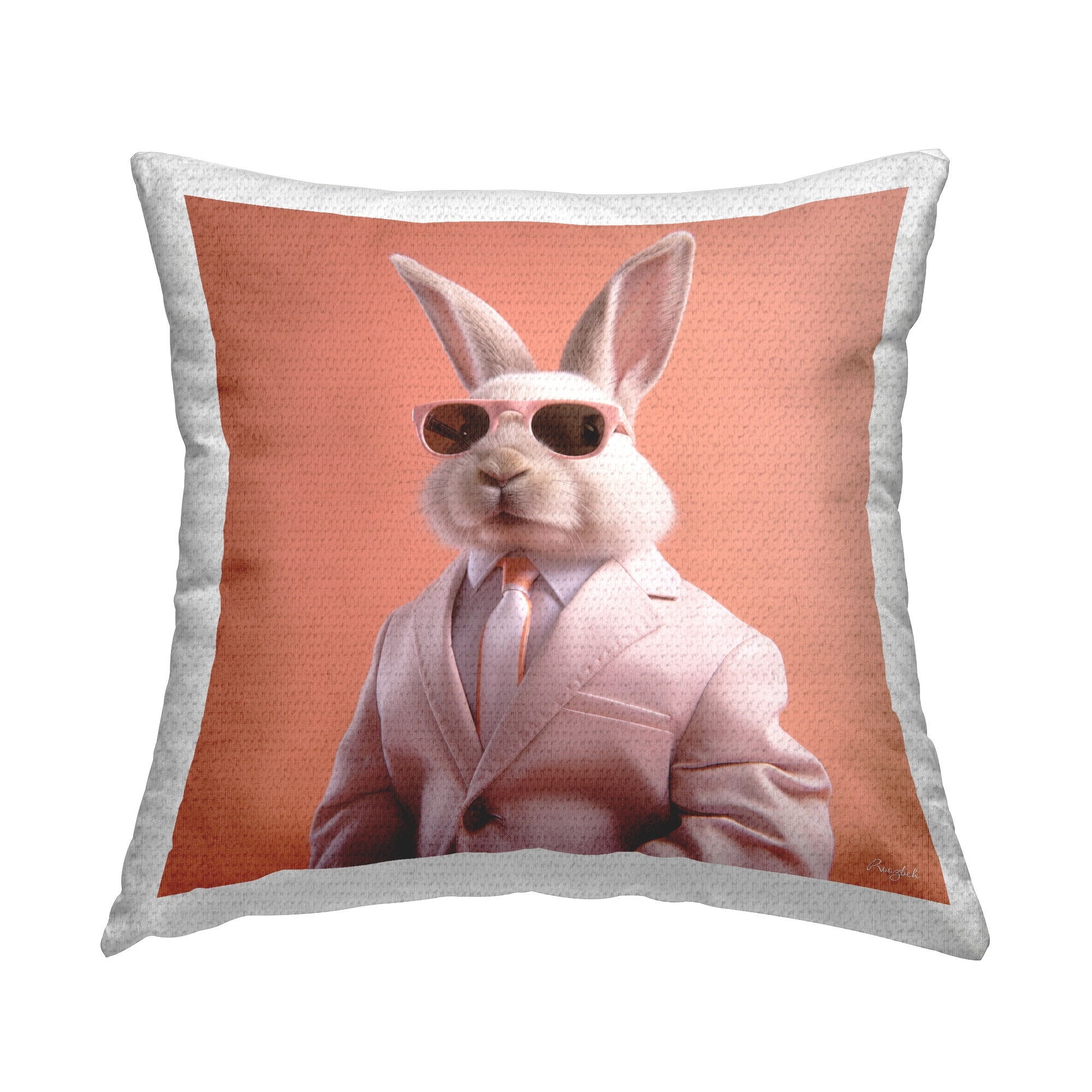 Stupell Rabbit in Chic Suit Printed Outdoor Throw Pillow Design by Roozbeh