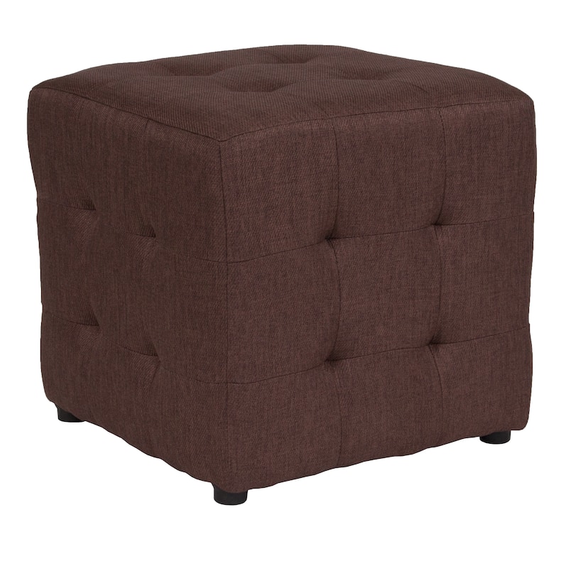 Tufted Upholstered Cube Ottoman Pouf
