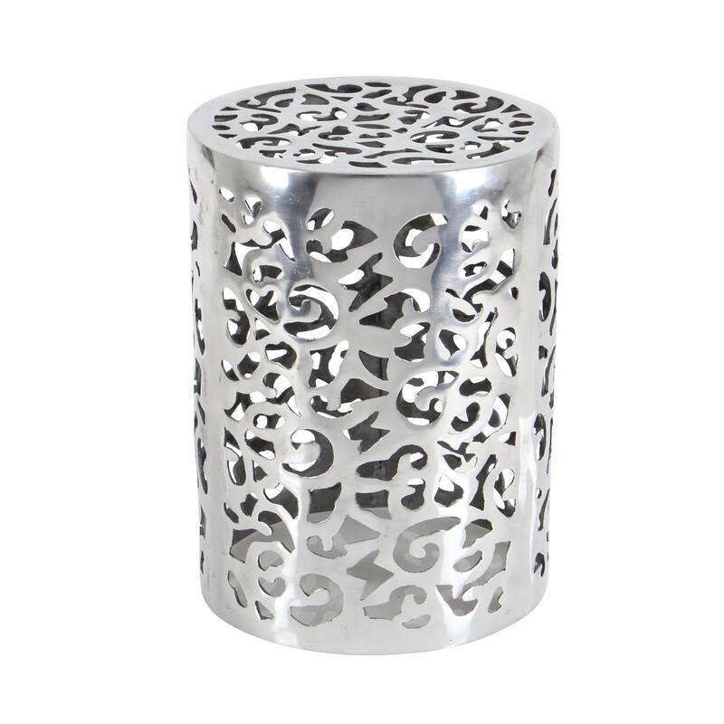 Silver Aluminum Contemporary Accent Table 18 x 13 x 13 - 13 x 13 x 18