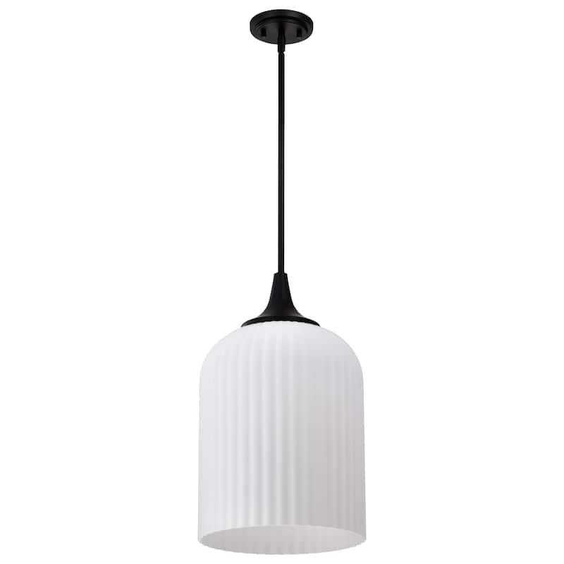 Solara Pendant Matte Black Finish Frosted Ribbed Glass - Matte Black