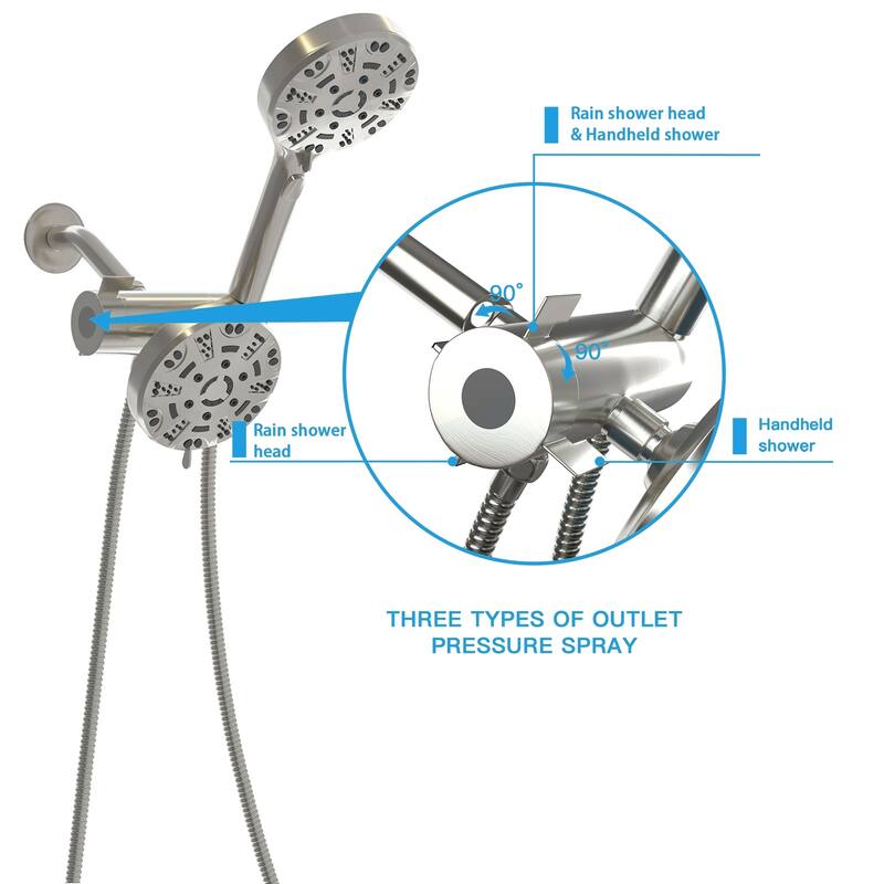 Topcraft Wall Mount Multi-Functional Dual Head Showerhead