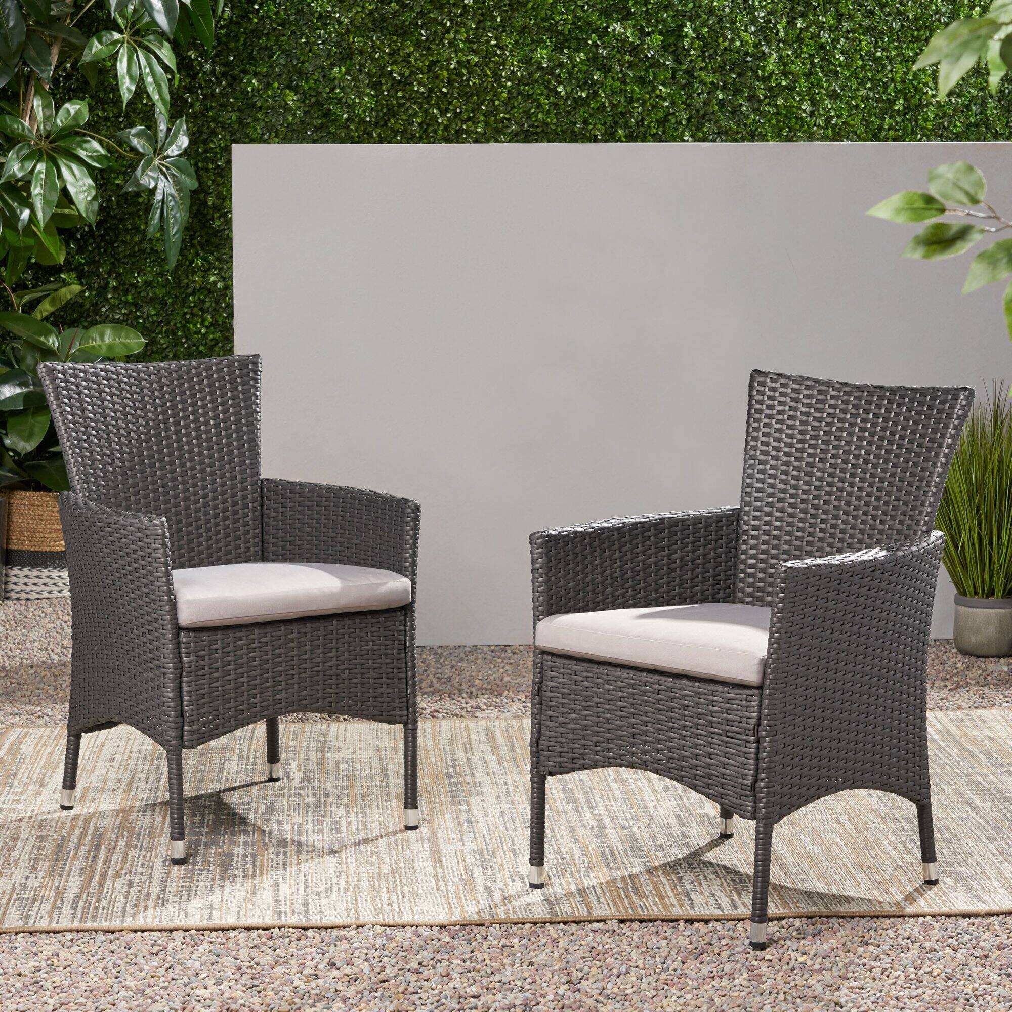 Gray Wicker Dining Chairs (Set of 2) Bed Bath & Beyond 37477773