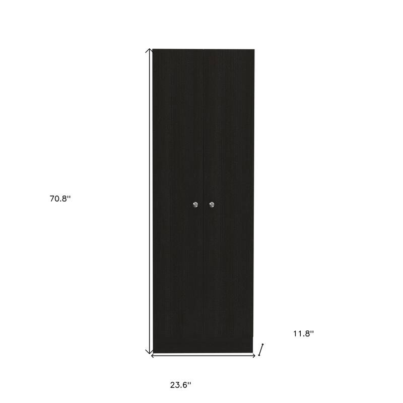 HomeRoots 71" Black Wood Pantry Or Storage Closet - 23.6' X '70.8' X '11.8