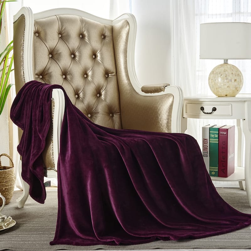 Microlight Ultra Soft Plush Throw Blanket - Solid Purple