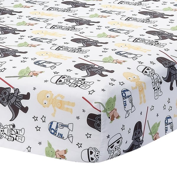slide 2 of 5, Lambs & Ivy Star Wars Classic Fitted Crib/Toddler Sheet - Yoda/Darth Vader - Crib