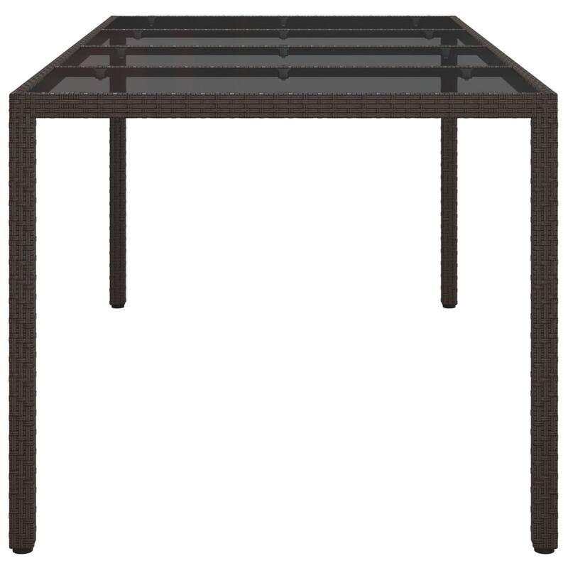 vidaXL Patio Table 74.8" Tempered Glass and Poly Rattan Table Multi Colors - 74.8 x 35.4 x 29.5 in