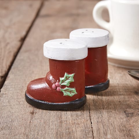 Santa's Boots Salt & Pepper Shakers - 2½''W x 1½''D x 2¾''H