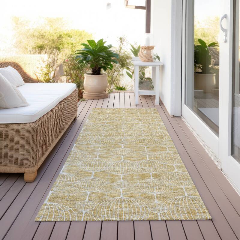 Machine Washable Indoor/ Outdoor Chantille Modern Decor Rug - Gold - 2'3" x 7'6"