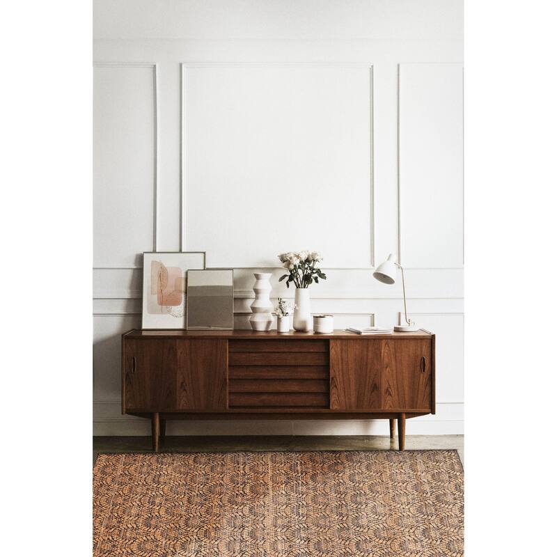 ECARPETGALLERY Flat-Weave Palas Denizli Tan Jute, Rayon Kilim - 5'3 x 7'7