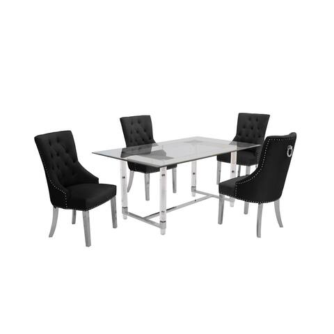 Best Quality Furniture 5 Piece Dining Set Tufted Buttons Nailhead